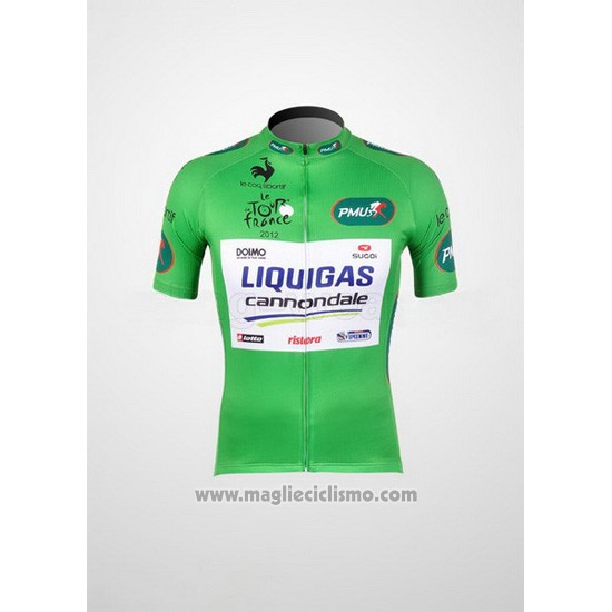 2012 Abbigliamento Ciclismo Liquigas Cannondale Bianco e Verde Manica Corta e Salopette